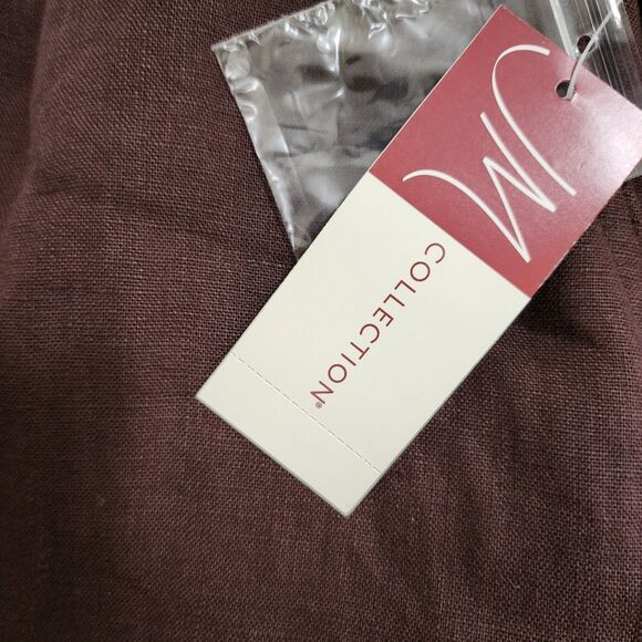 NWT JM Collection Limoncello Linen Crop Pants Brown Embroidered Wide-Leg Size 18 - Picture 7 of 9